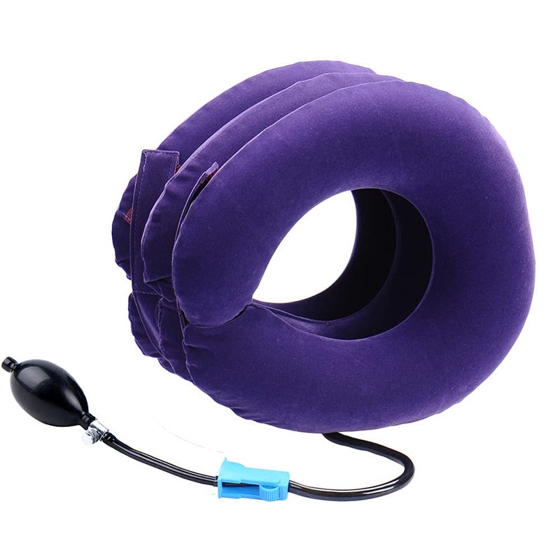 RUNZI Cervical Neck Traction Device Inflatable Neck Stretcher, Easy to Use for Chronic Neck and Shoulder Pain Relief Traction Spine Alignment, Neck Cervical Braceï¼ŒPurple - Image 2